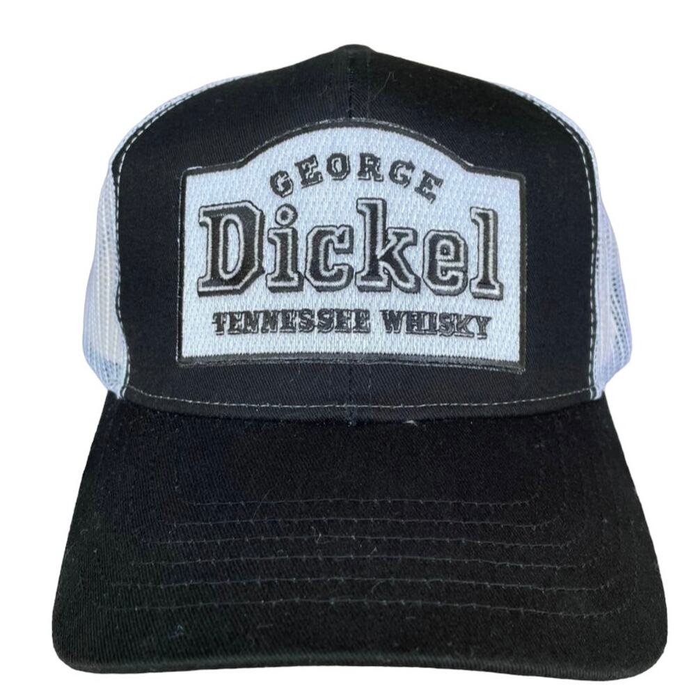 George Dickel Whiskey Snapback Trucker Hat Tennessee Liquor Black White Mesh Cap